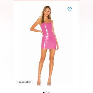 Superdown Kylee Pink Latex Mini Dress Size S
